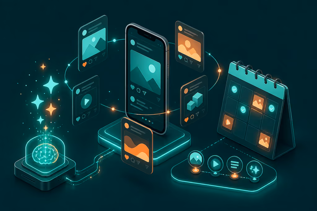 Illustration of a social media automation system